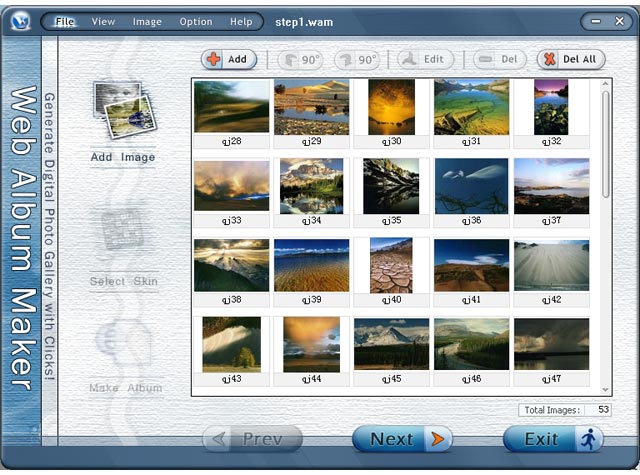 Add image to project of Web Album Maker