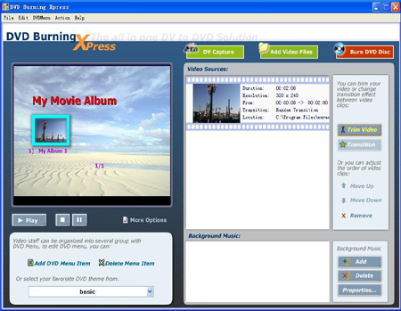 Screenshot of DVD Burning Xpress