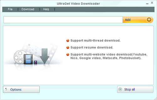 screen shot of UltraGet Video Downloader