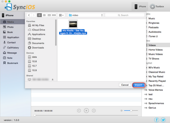 import video to iPhone