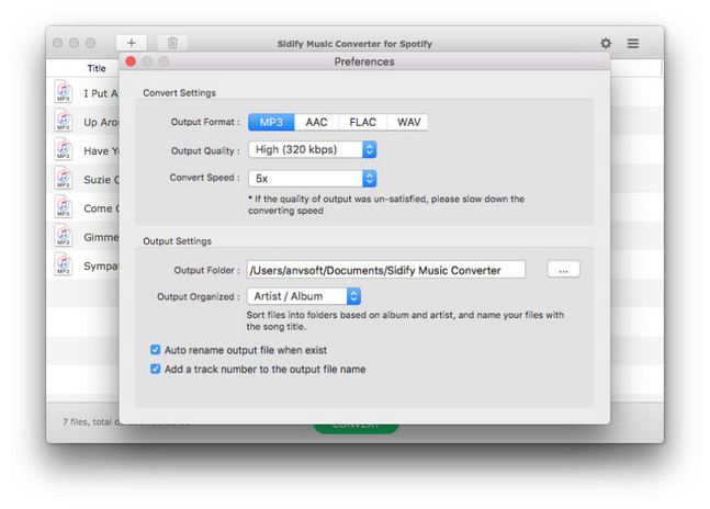 Choose Output Format and Adjust Settings