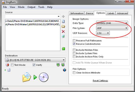 format cd udf file system