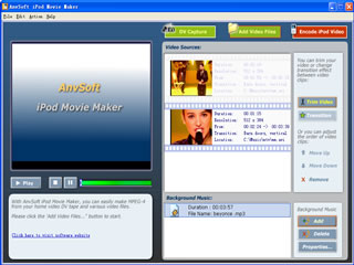 Screenshot of AnvSoft iPod Movie Maker 1.10