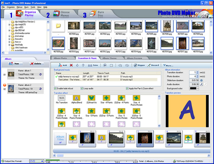 Photo on TV, Photo DVD, DVD maker, DVD authoring, DVD burn, Photo slide show software, slideshow software,  photo album,  photo