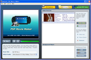 Screenshot of AnvSoft PSP Movie Maker