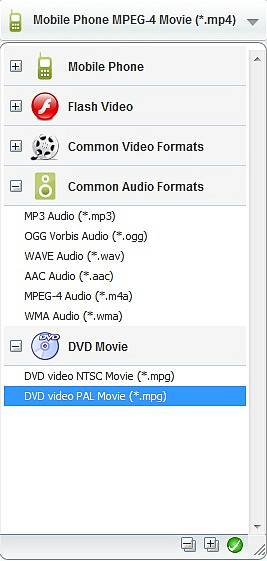 Output options of Any Video Converter Free