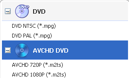 choisir format de sortie pour graver dvd
