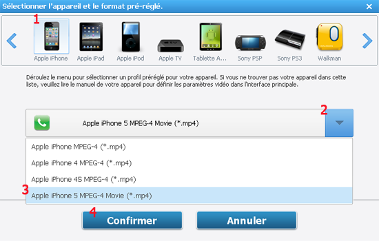 définir iphone 5 comme le format par défaut