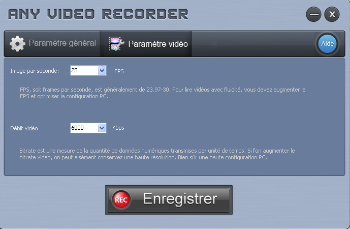 paramètres vidéo en streaming