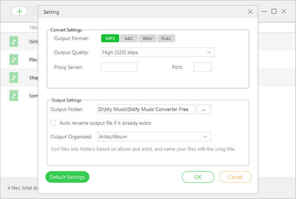 Set Preferences of Output Audio