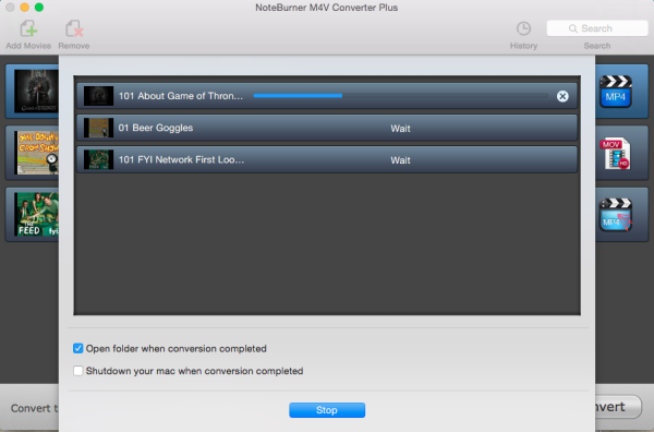 Set output path and start converting M4V
