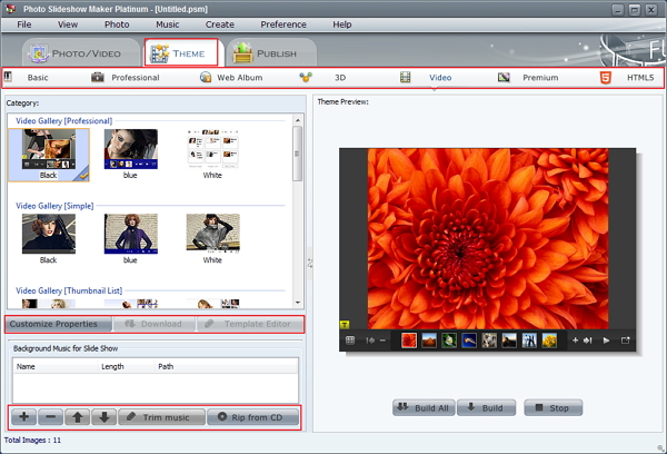 Select a video template