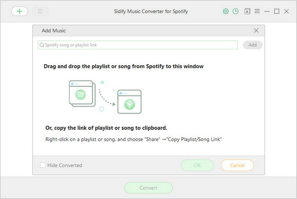 Drag Songs or Playlist link from Spotify to Spoiify Music Converter
