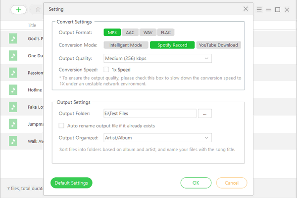 Choose Output Format and Adjust Settings