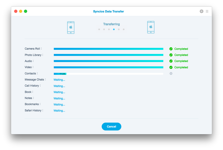 start transfer process on mac