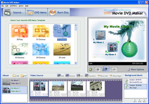 Select DVD menu templates for the DVD video