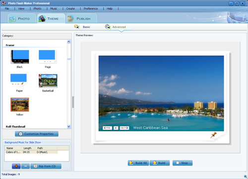 Choosing flash template for slide show